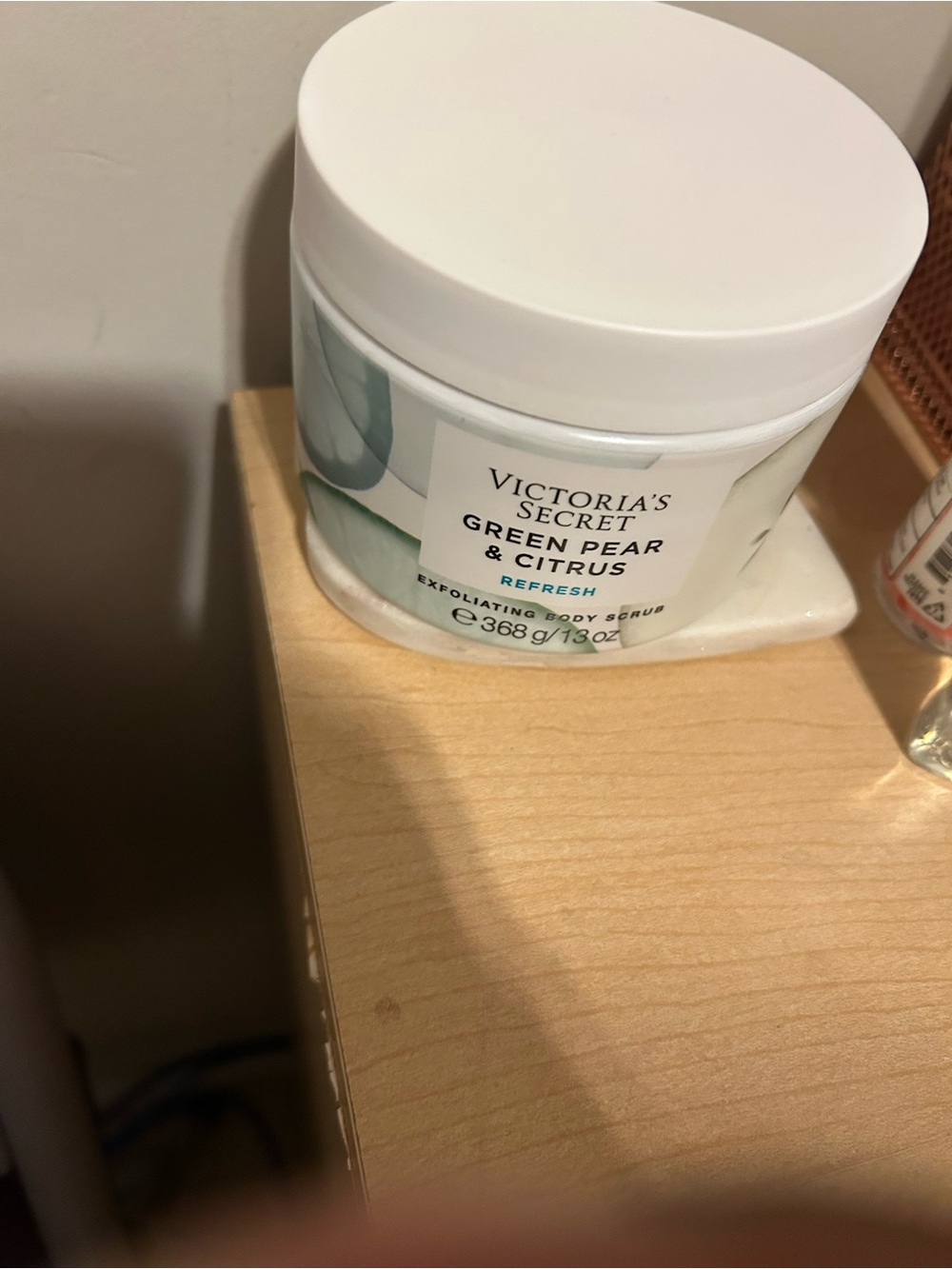 Victoria's Secret Green Pear & Citrus Body Scrub - White & Mint Green Jar